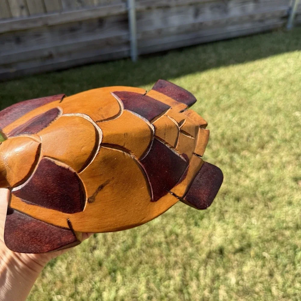 Carved Ironwood Sea Turtle Dark Wood Handmade Figurine Beach Decor